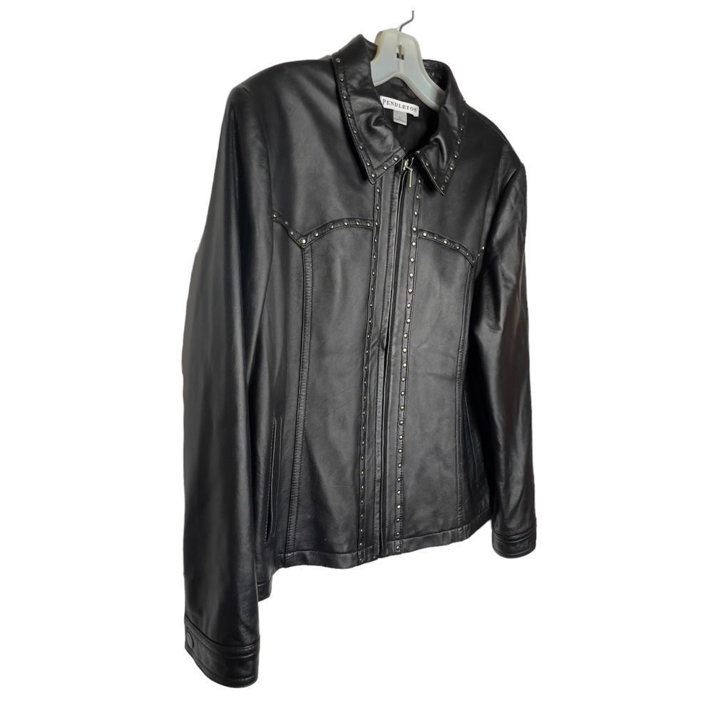 Pendleton Black Leather Jacket With Studs - image 4